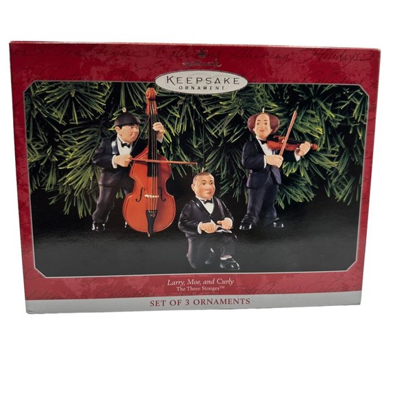 Hallmark Ornament 1998 Three Stooges Set Orchestra Larry Curly Moe Vintage - Picture 1 of 8